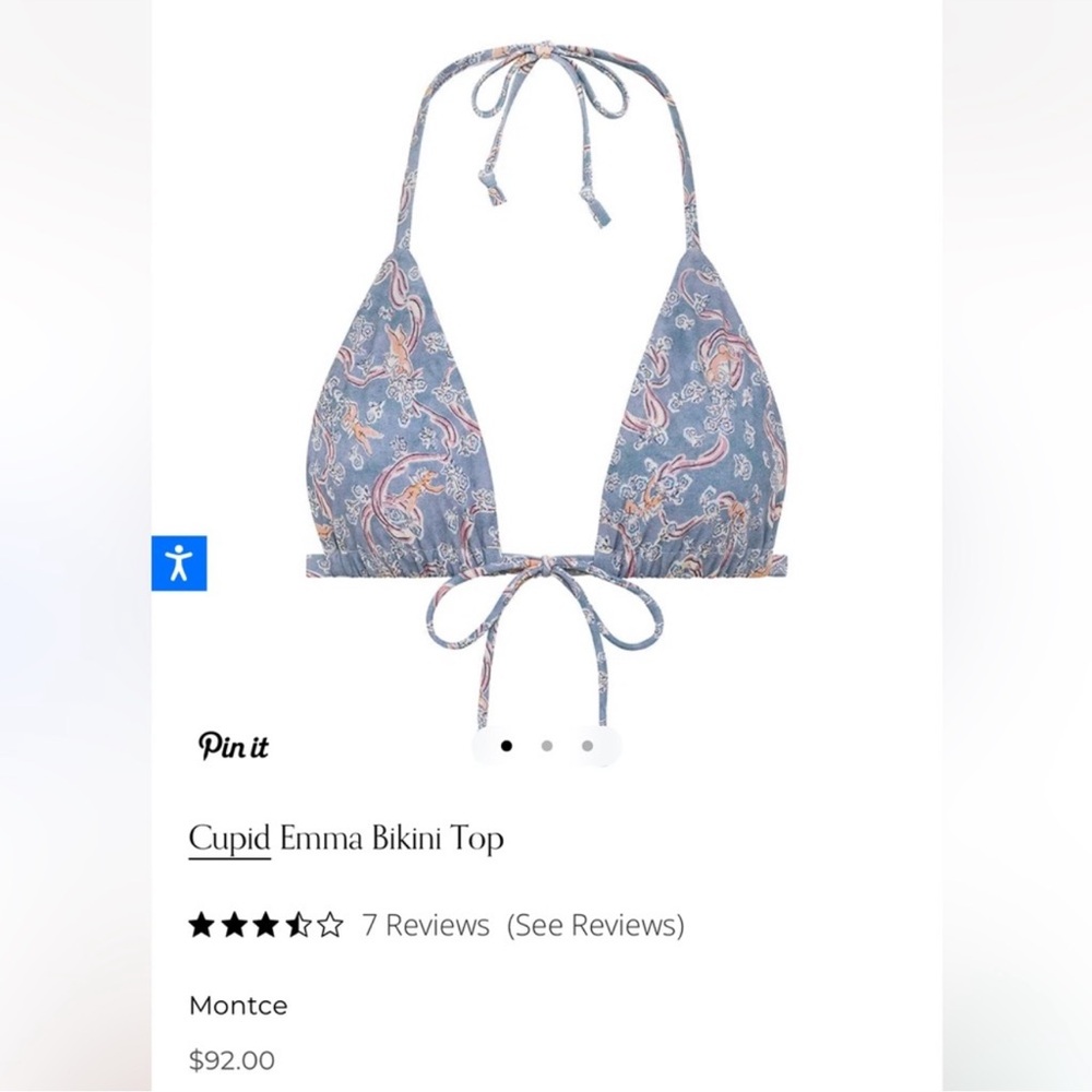 Blue Paisley Bikini Top